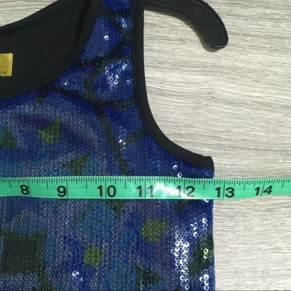 NICOLE MILLER BLUE TRIBAL SEQUINS TANK TOP SMALL - Picture 11 of 14